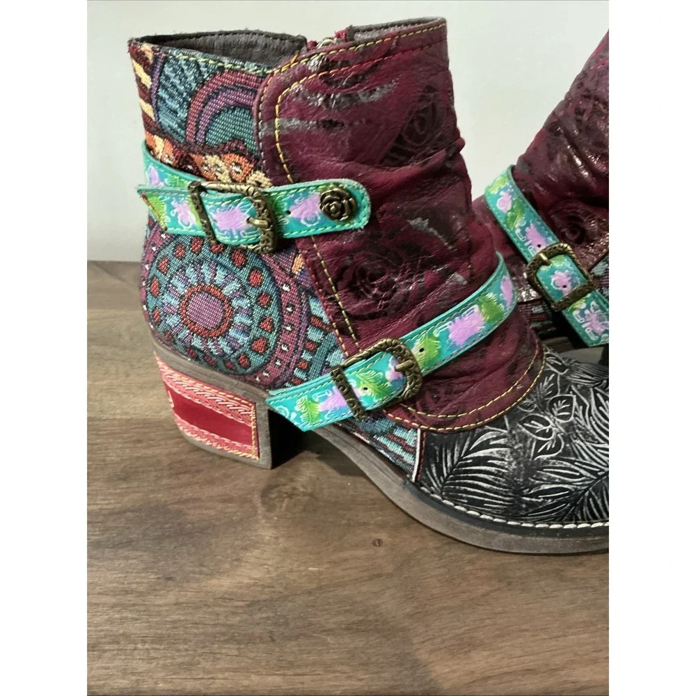 Socofy Bohemian Style Ankle Festival Boots Size  39/ US 8.5 - Picture 2 of 12